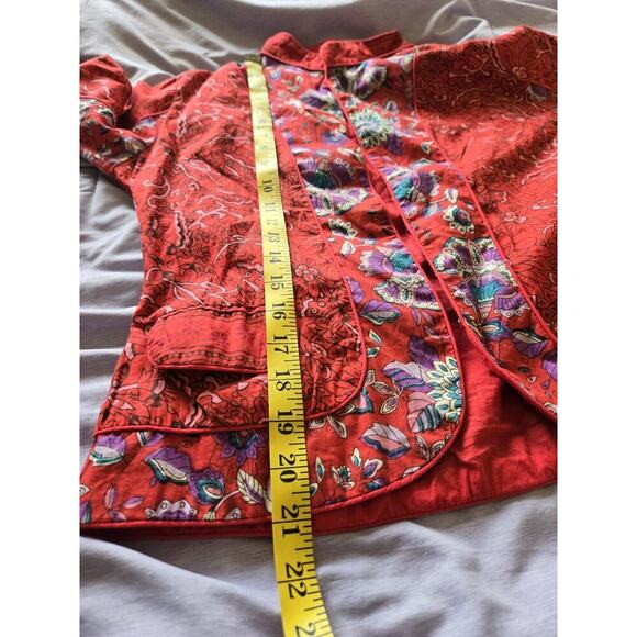 Phool Womens Medium Vintage Jacket Red Floral Boho Gypsy Festival Retro Asian - Picture 9 of 9